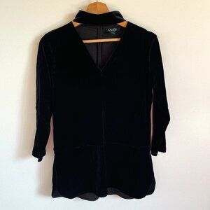 Lauren Ralph Lauren Black Velvet Tunic Top